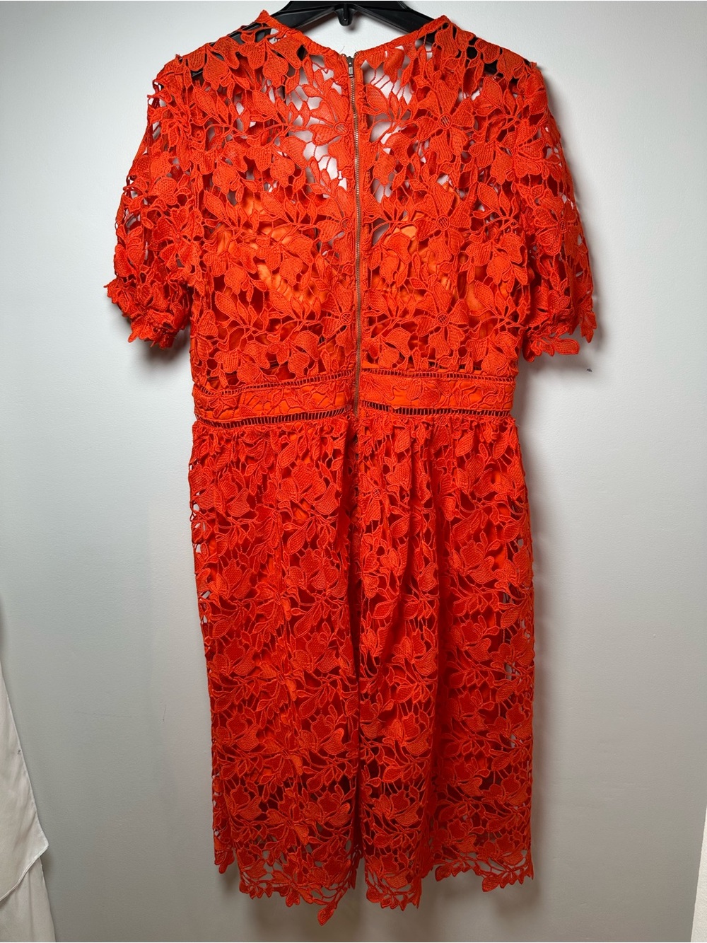 NWT Bardot Grenadine Orange Floral Lace Midi Dress Size 16 - Picture 5 of 9